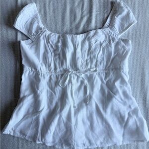 Hollister White Blouse with Tie-Front